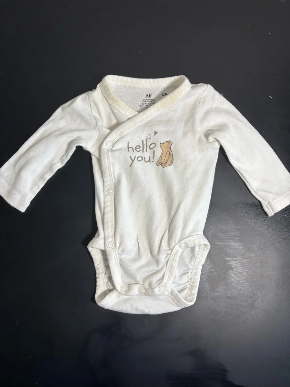 H&M Cream One-Piece Bodysuit with Bear 'hello you' Print